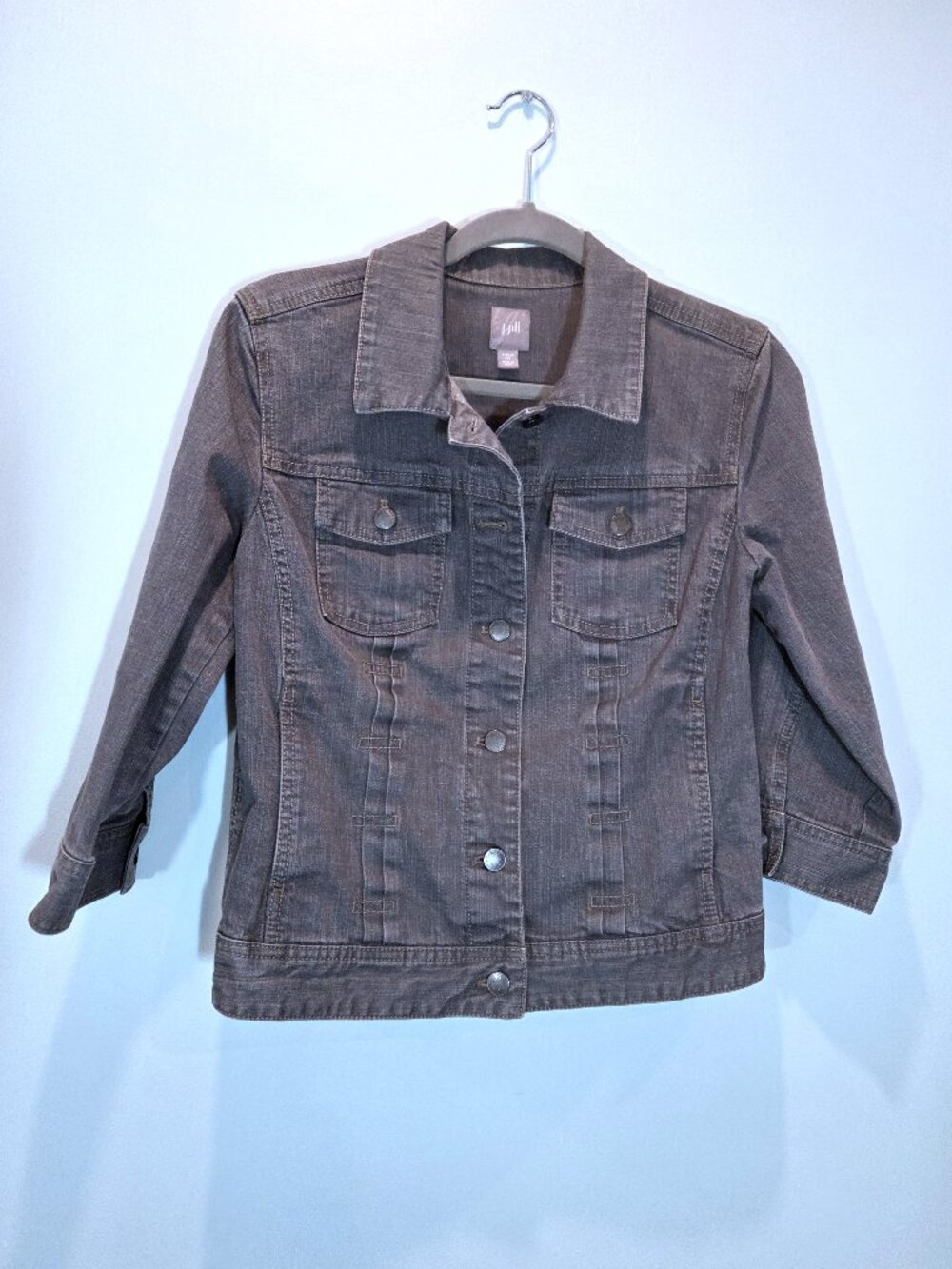 J. Jill Gray 3/4 Sleeve Jean Jacket Size XS
